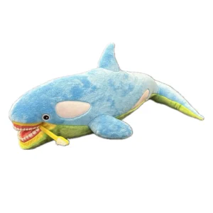 Dauphin bleu en peluche 60cm x 25cm