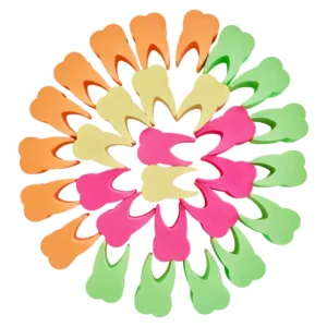 lot de 20 gommes aux couleurs fluo en forme de dents